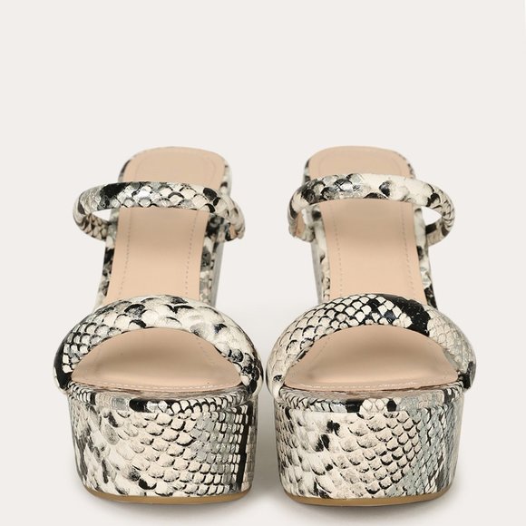 NEW๐ฅ Snake Dual Strap Platform Wedge Heel Sandals - Picture 6 of 6